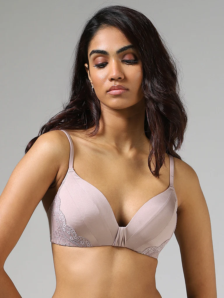 Wunderlove Light Taupe Lace Strap Bra - Image 4