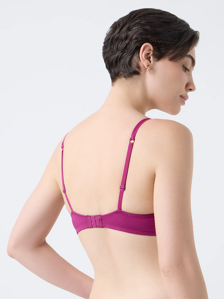 Wunderlove Magenta Lace Design Underwired Bra - Image 4