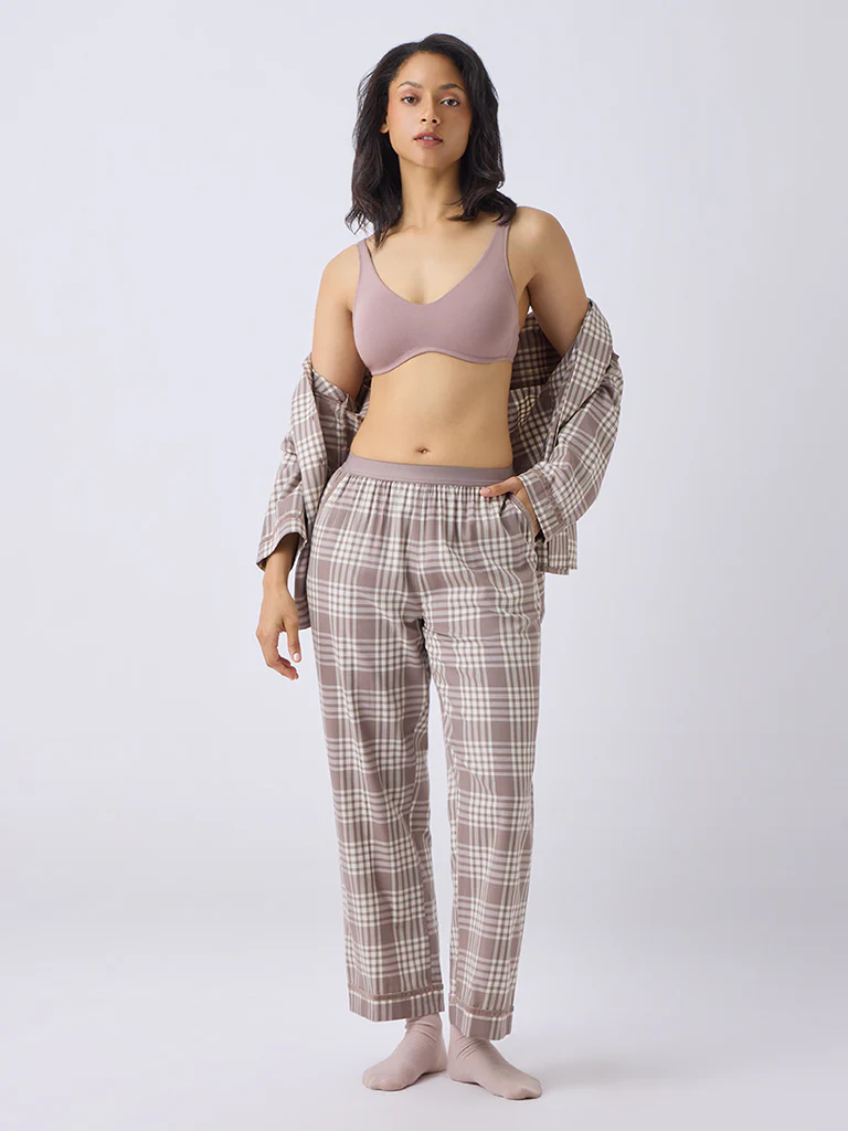Wunderlove Mauve Cotton-Blend Padded Bra