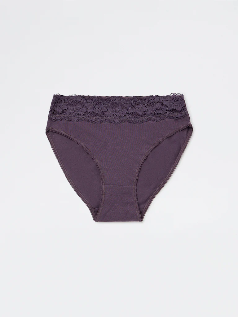Wunderlove Mauve Lace Detailed Hi-Leg Cotton-Blend Briefs - Pack of 3 - Image 6