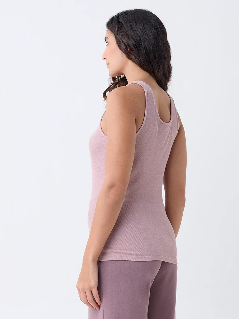 Wunderlove Mauve Ribbed Hidden Camisole - Image 4