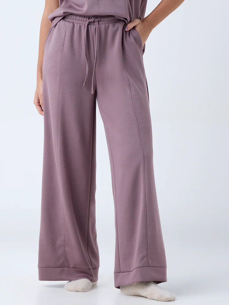 Wunderlove Mauve Solid High-Rise Pants - Image 2