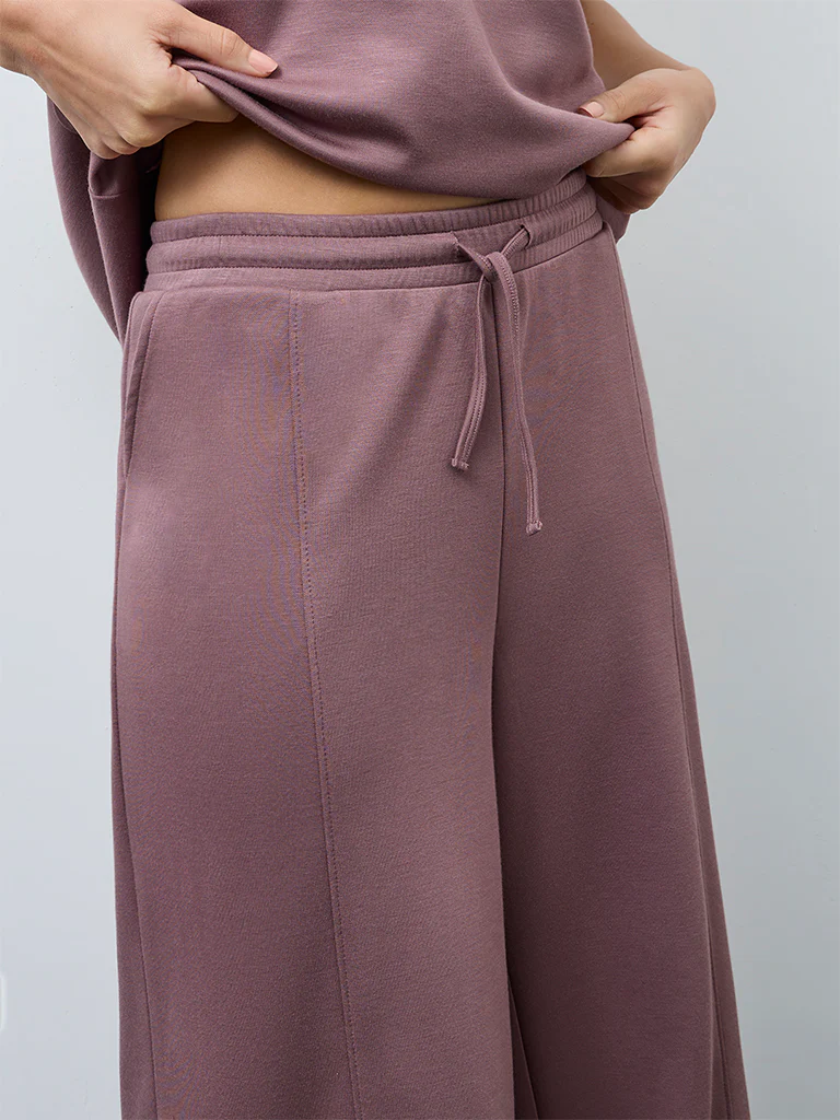 Wunderlove Mauve Solid High-Rise Pants - Image 3