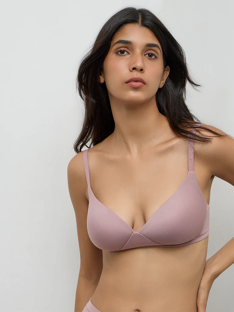 Wunderlove Mauve Solid Padded Bra - Image 2