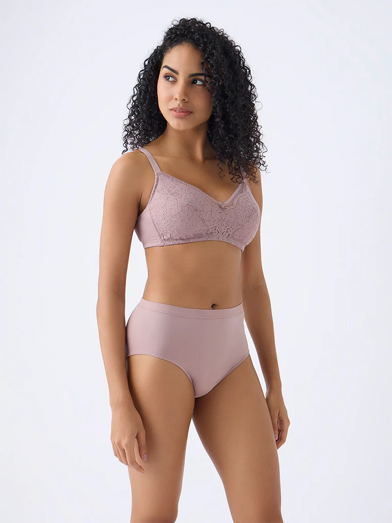 Wunderlove Mauve Solid Seam-Free Full Briefs