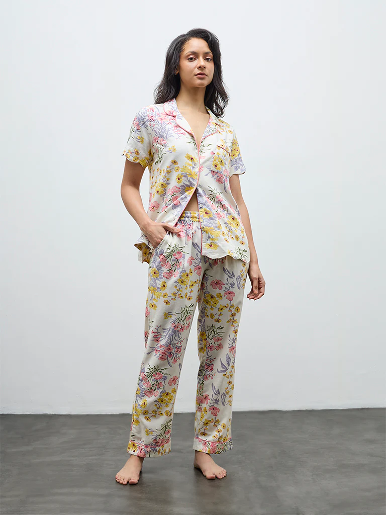 Wunderlove Multicolour Floral Shirt and Pyjamas Set
