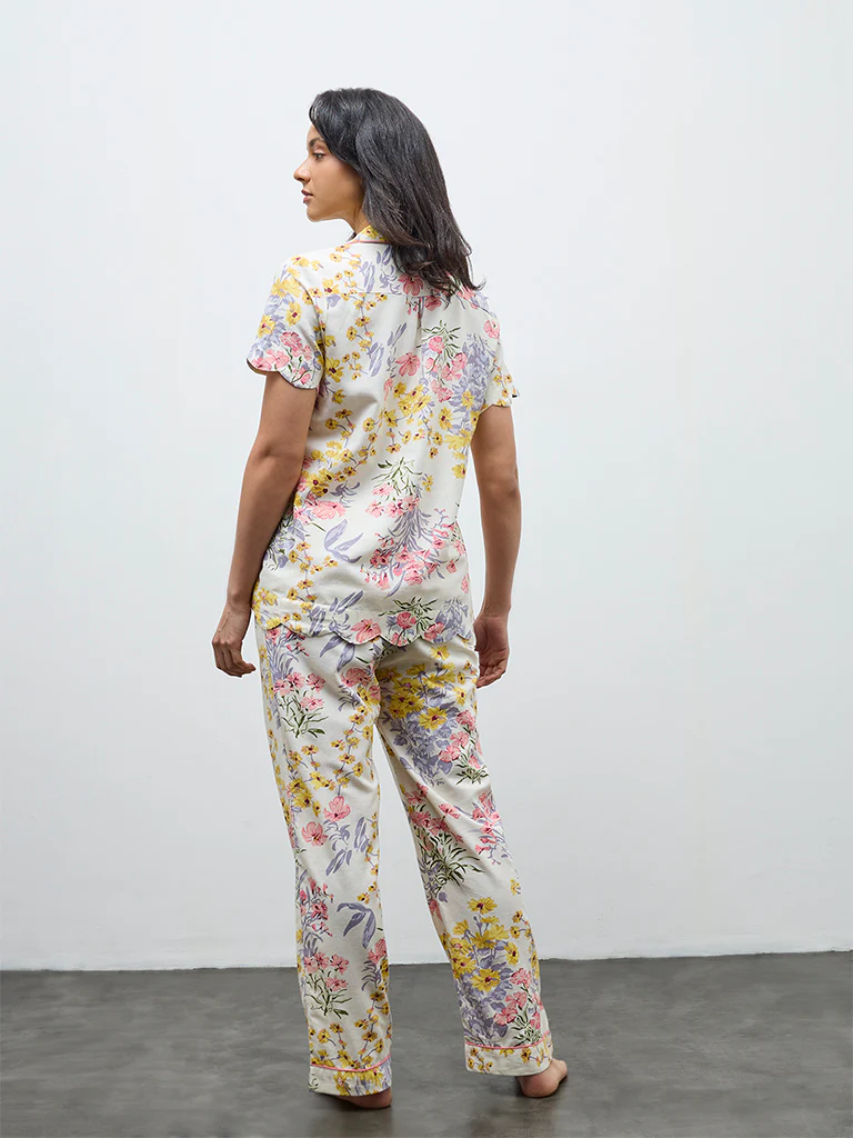 Wunderlove Multicolour Floral Shirt and Pyjamas Set - Image 4
