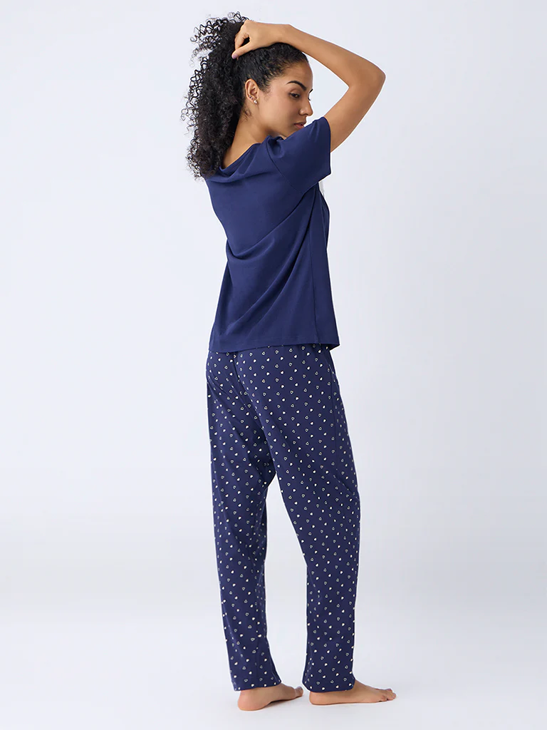 Wunderlove Navy Koala Bear Cotton T-Shirt and Pyjama Set - Image 4