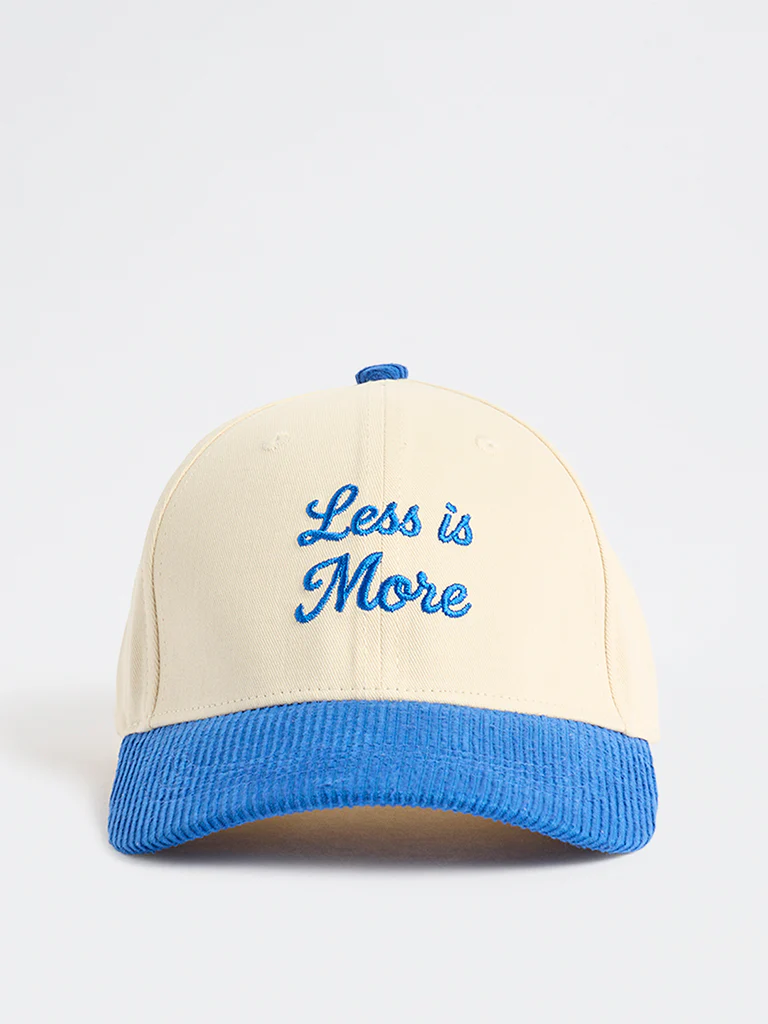 Wunderlove Off-White Text Embroidered Cap