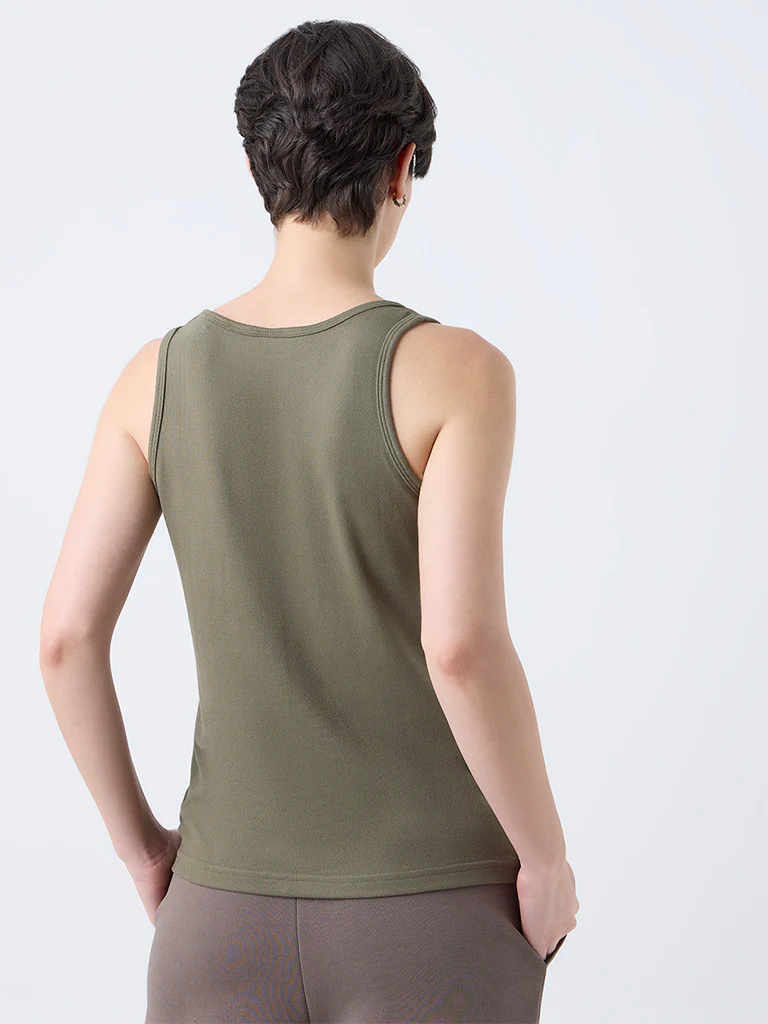 Wunderlove Olive Solid Vest Top - Image 4