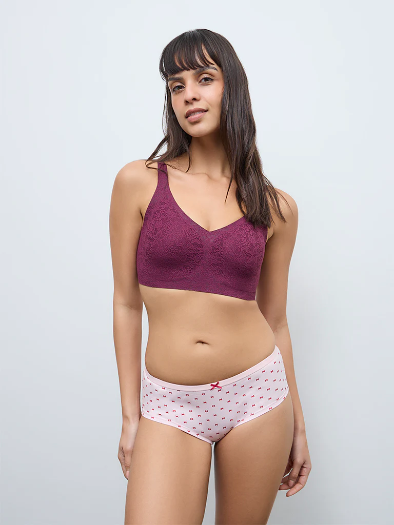 Wunderlove Pink Low-Rise Cotton-Blend Briefs - Pack of 3