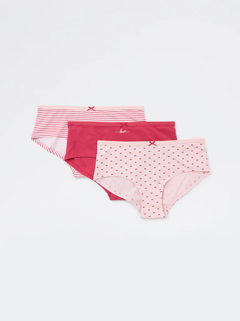 Wunderlove Pink Low-Rise Cotton-Blend Briefs - Pack of 3 - Image 2