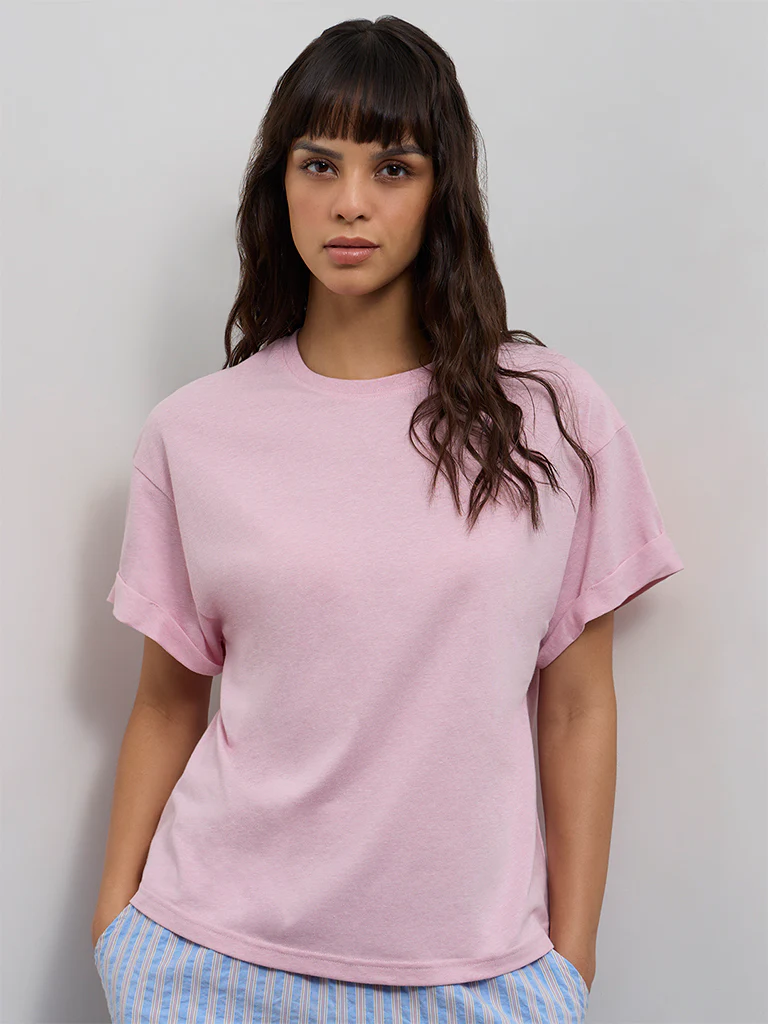 Wunderlove Pink Melange T-Shirt - Image 2