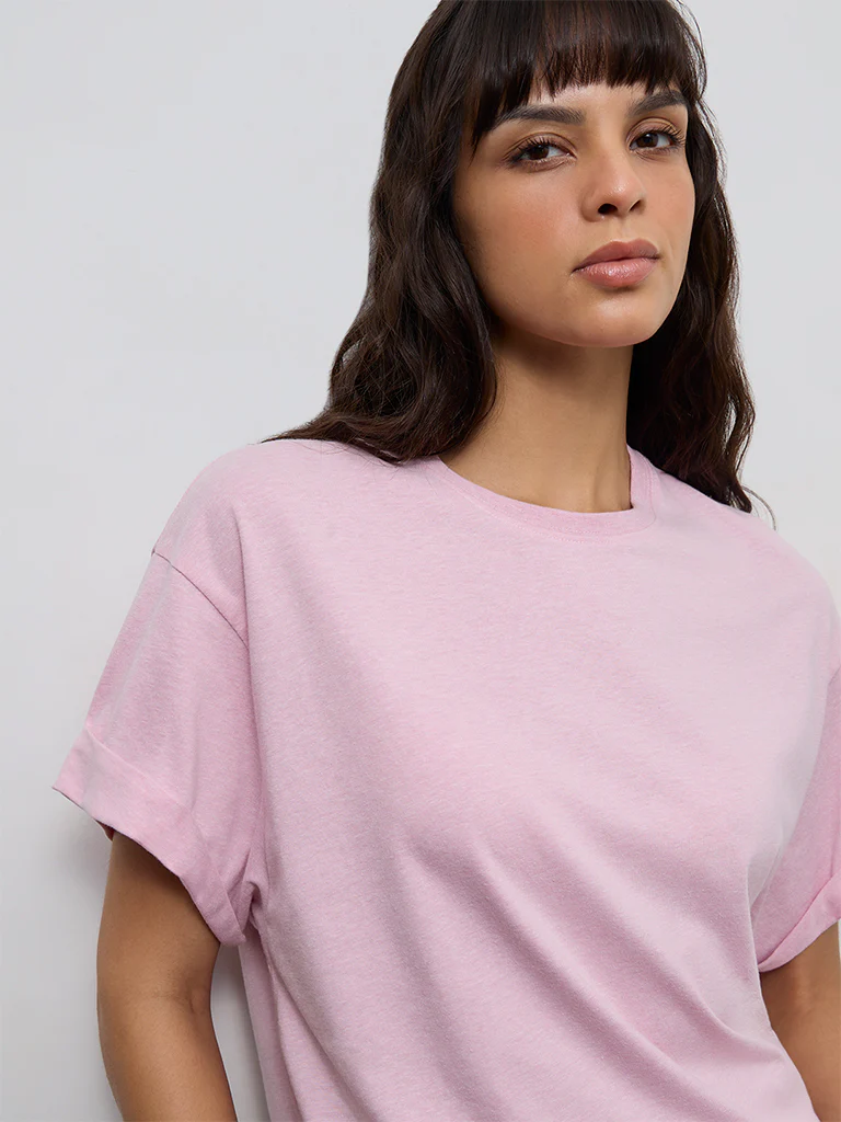 Wunderlove Pink Melange T-Shirt - Image 3
