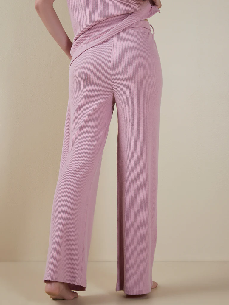 Wunderlove Pink Ribbed Track Pants - Image 4