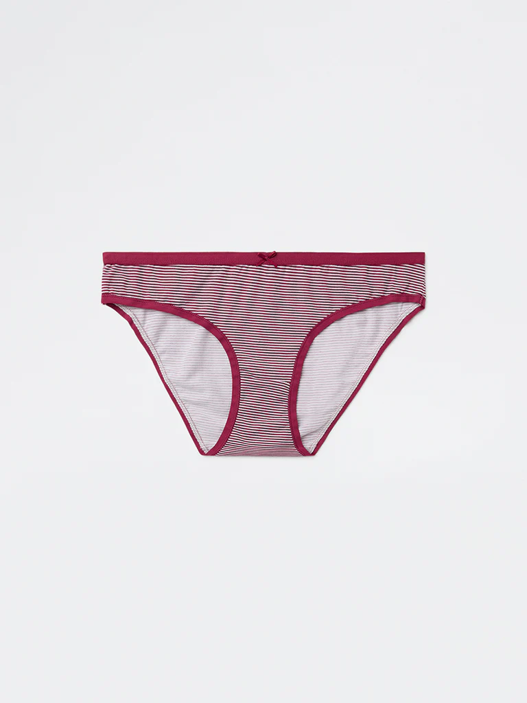 Wunderlove Plum Printed Cotton-Blend Bikini Briefs - Pack of 3 - Image 7