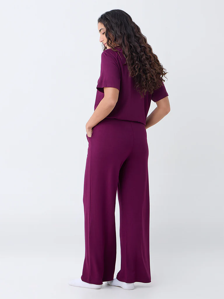 Wunderlove Plum Solid High-Rise Pants - Image 4