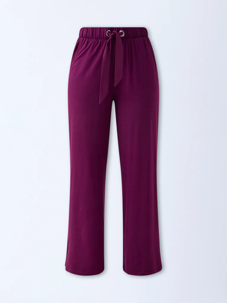 Wunderlove Plum Solid High-Rise Pants - Image 5