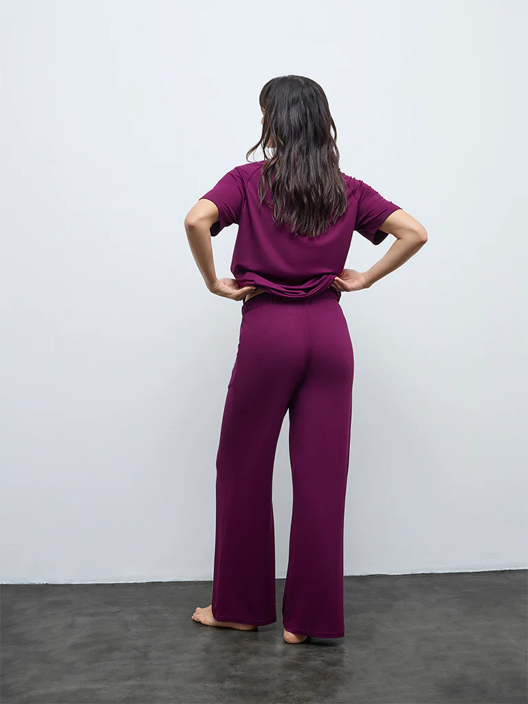 Wunderlove Plum Solid High-Rise Pants - Image 4