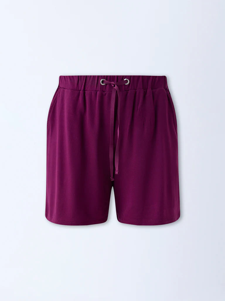Wunderlove Plum Solid High-Rise Shorts - Image 5