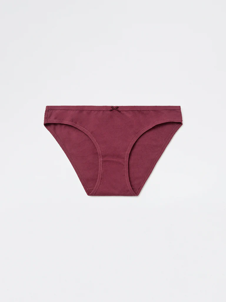 Wunderlove Purple Cotton-Blend Bikini Briefs - Pack of 3 - Image 2