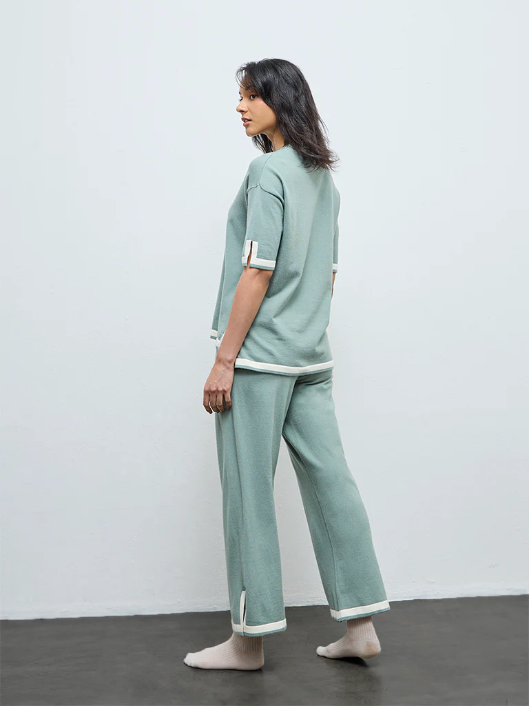 Wunderlove Sage Contrast-Detail High-Rise Pants - Image 4