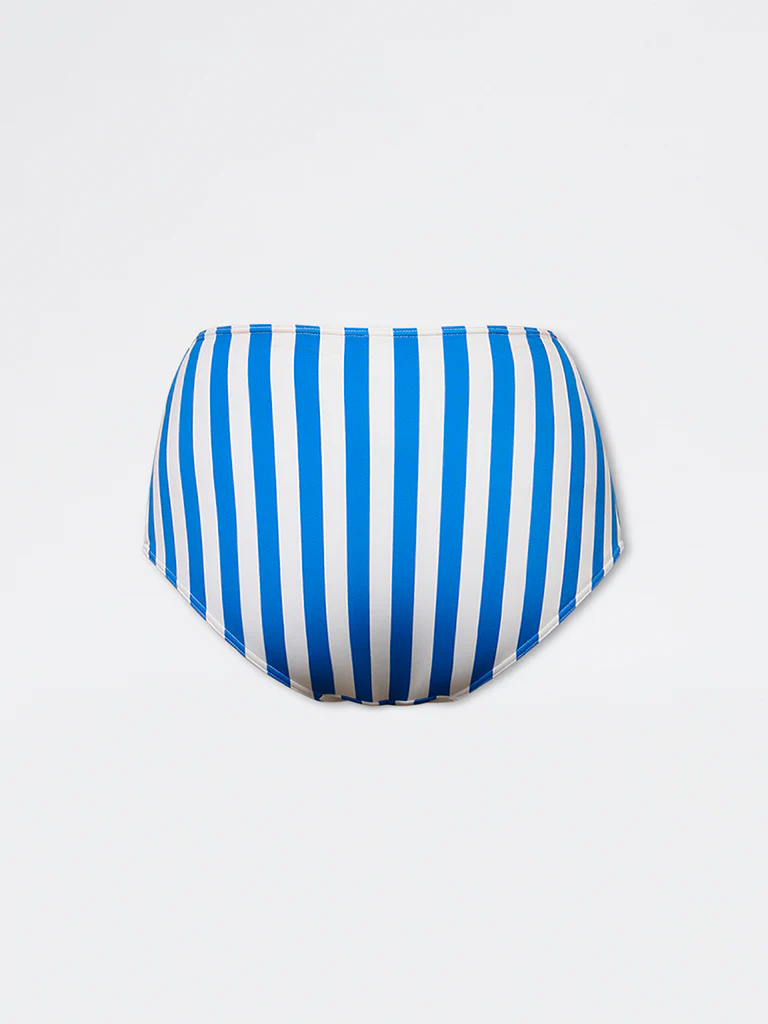 Wunderlove Swimwear Blue Striped High-Waist Briefs - Image 5