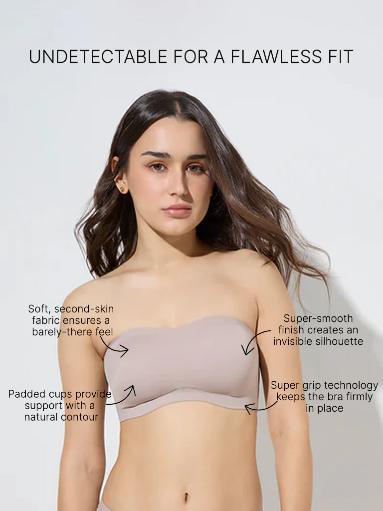 Wunderlove Taupe Invisible Supergrip Padded Bra - Image 4