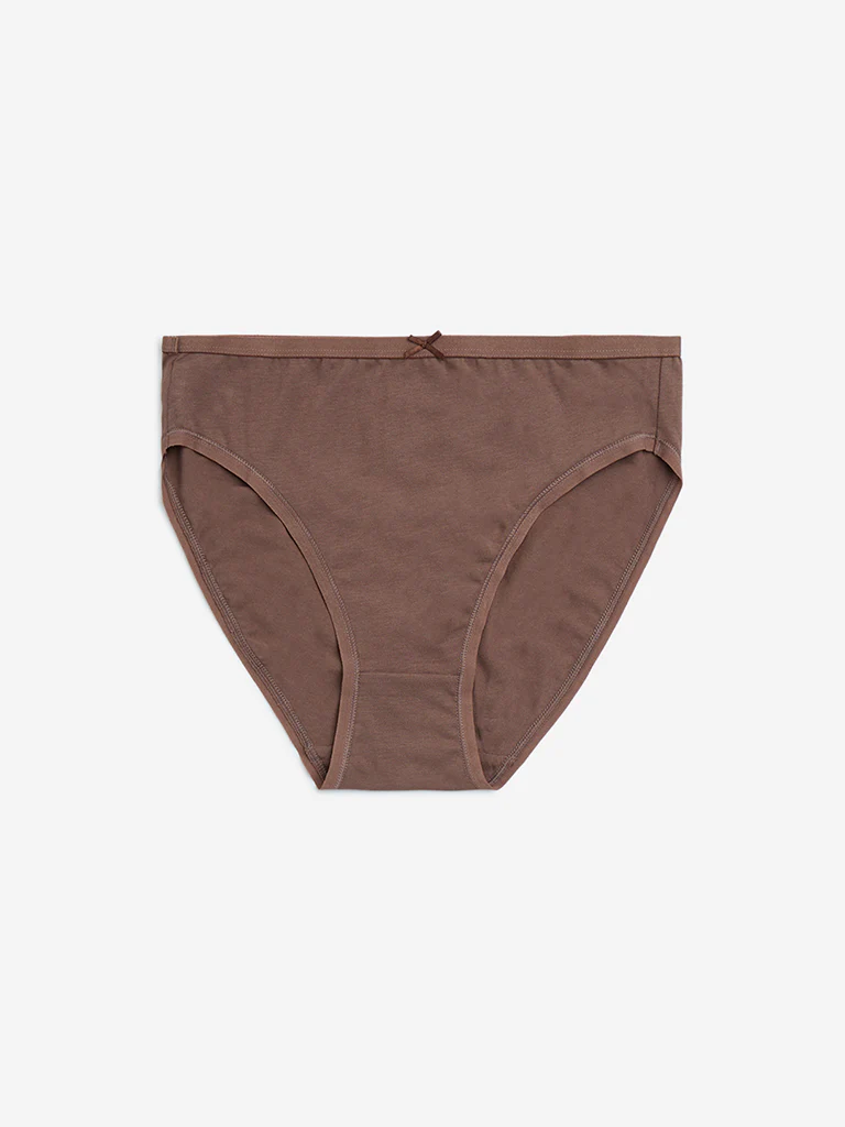 Wunderlove Taupe Printed Cotton-Blend Briefs - Pack of 3 - Image 6