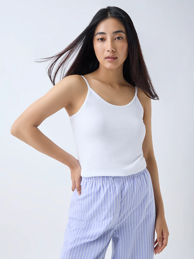 Wunderlove White Cotton-Blend Camisoles - Pack of 2