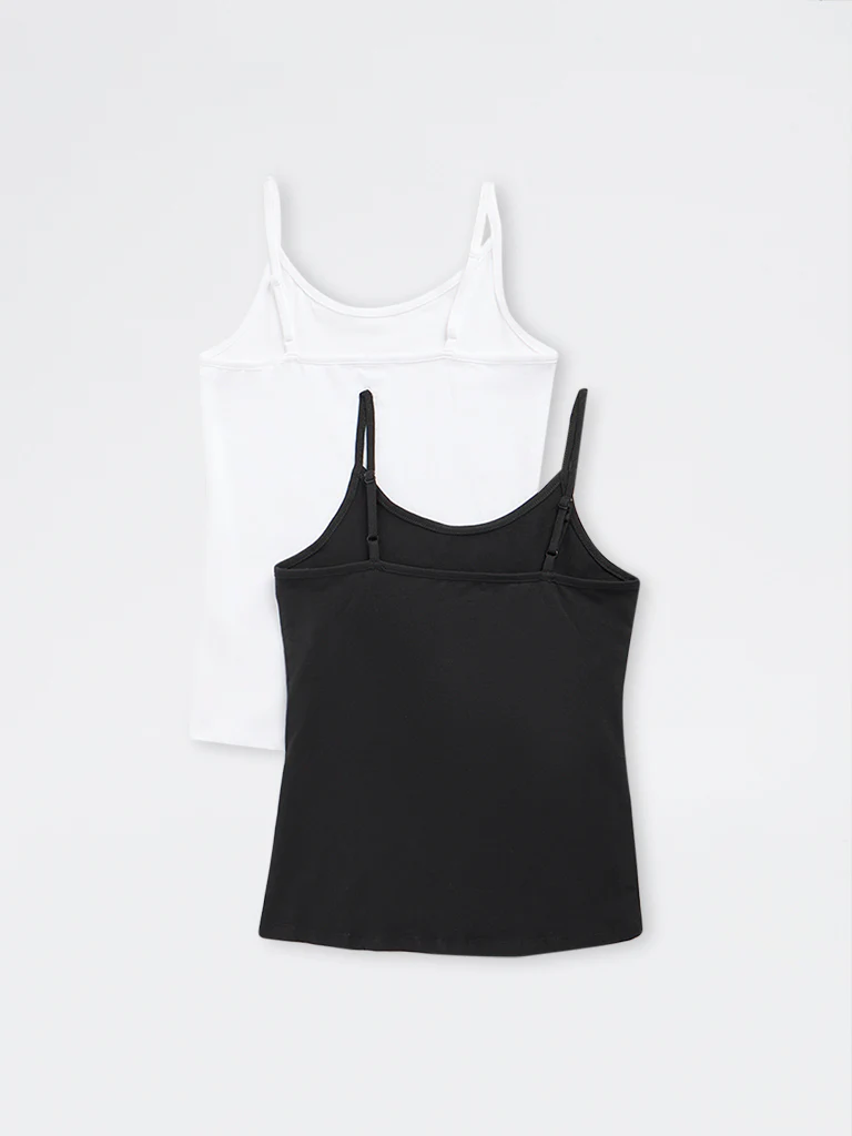 Wunderlove White Cotton-Blend Camisoles - Pack of 2 - Image 6