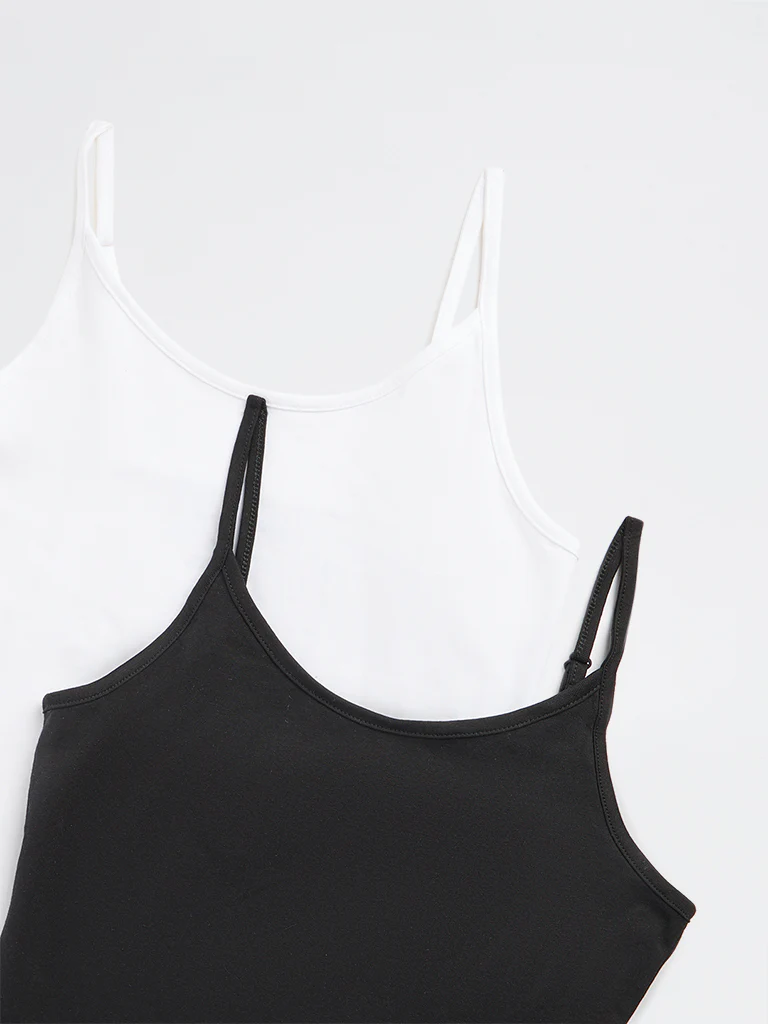 Wunderlove White Cotton-Blend Camisoles - Pack of 2 - Image 7