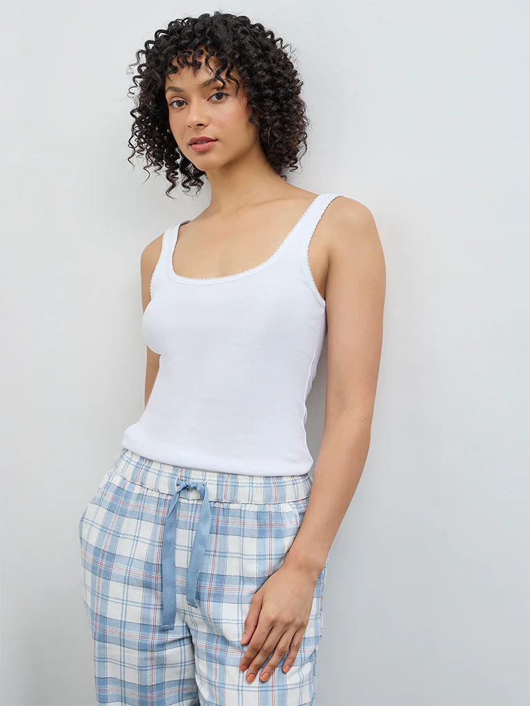 Wunderlove White Cotton Tank Top - Image 2