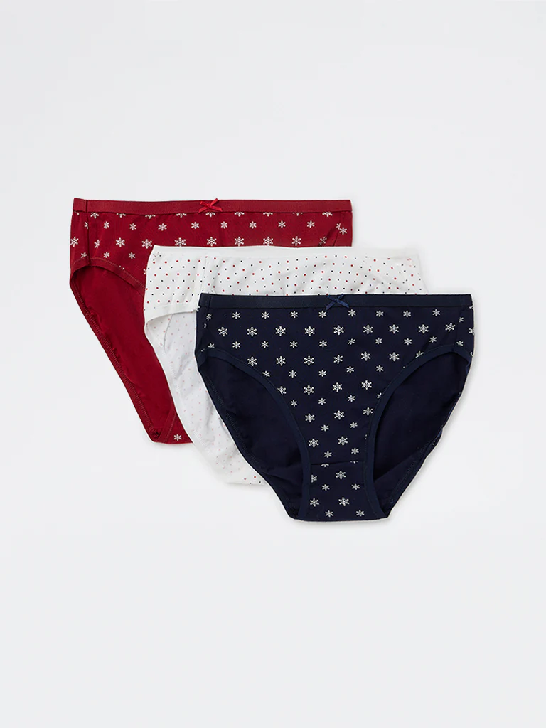 Wunderlove White Hi-Leg Cotton-Blend Briefs - Pack of 3 - Image 2