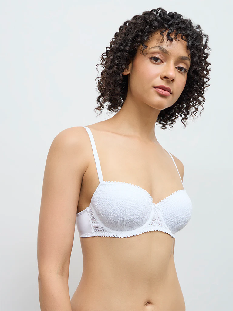 Wunderlove White Lace Design Underwired Bra - Image 2