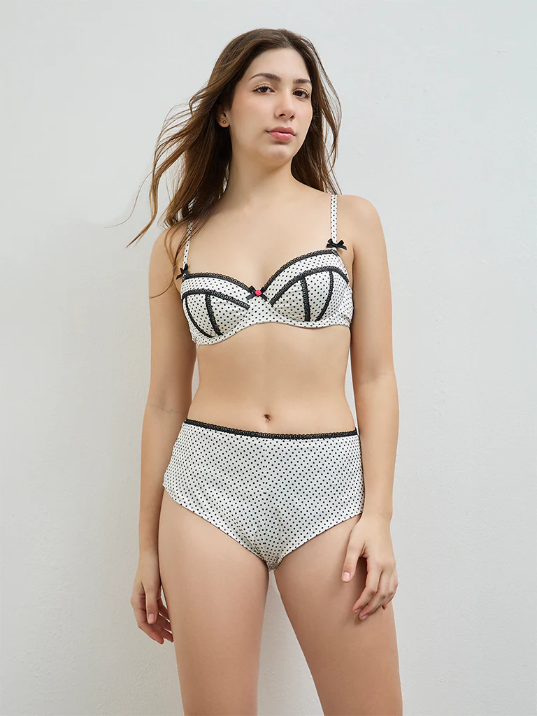 Wunderlove White Polka-Dot Briefs