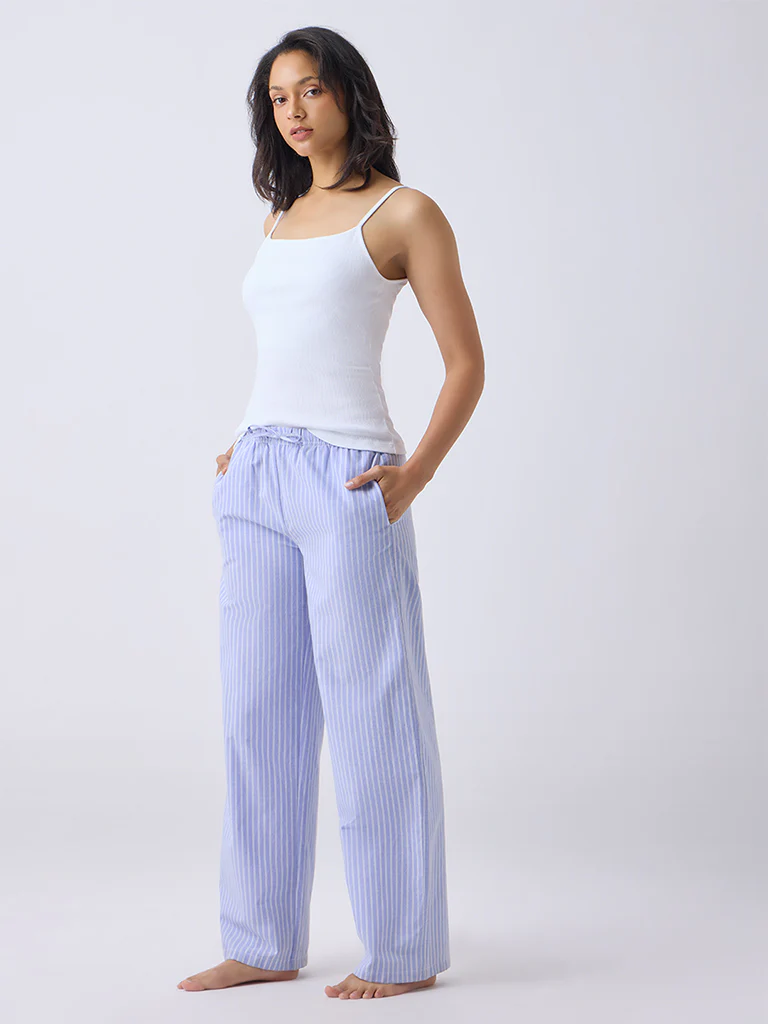 Wunderlove White Ribbed Cotton-Blend Camisole