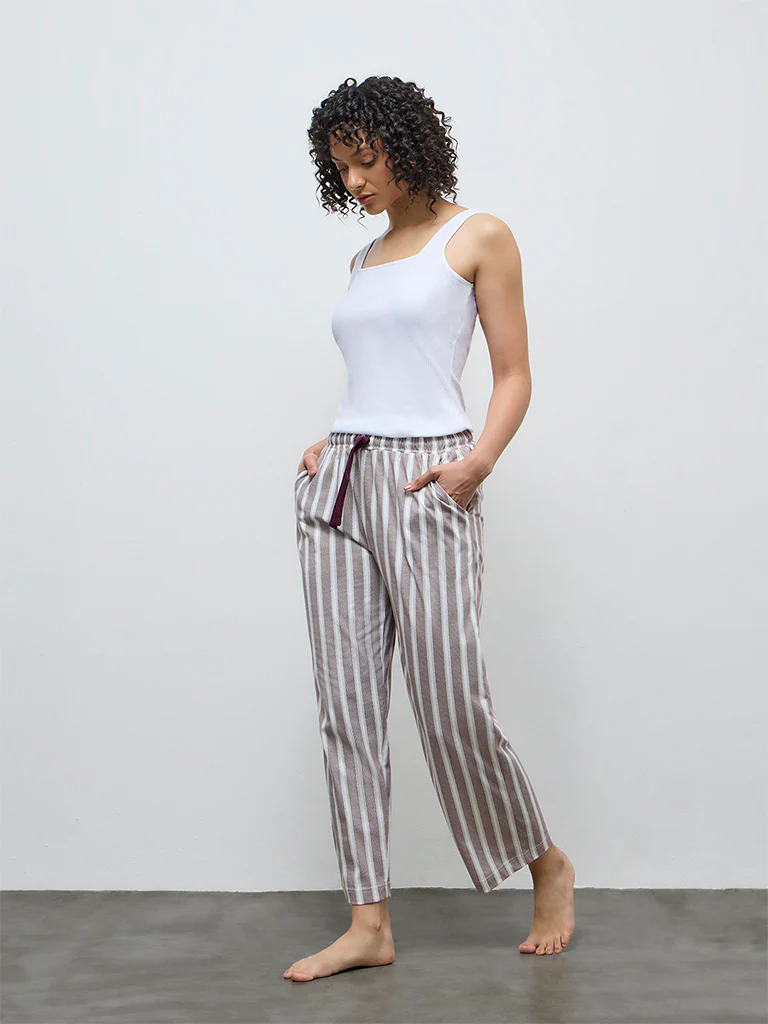 Wunderlove White Ribbed-Textured Cotton-Blend Camisole - Image 2