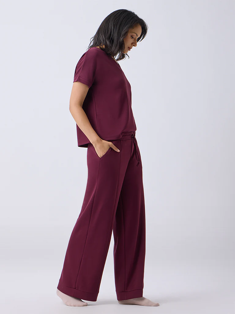 Wunderlove Wine High-Rise Pants