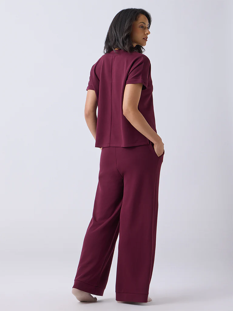 Wunderlove Wine High-Rise Pants - Image 4