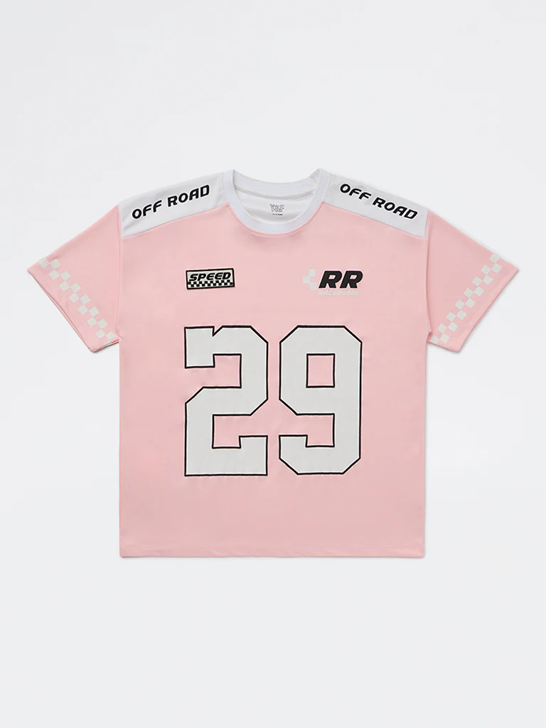 Y&F Girls Boys Pink Printed T-Shirt