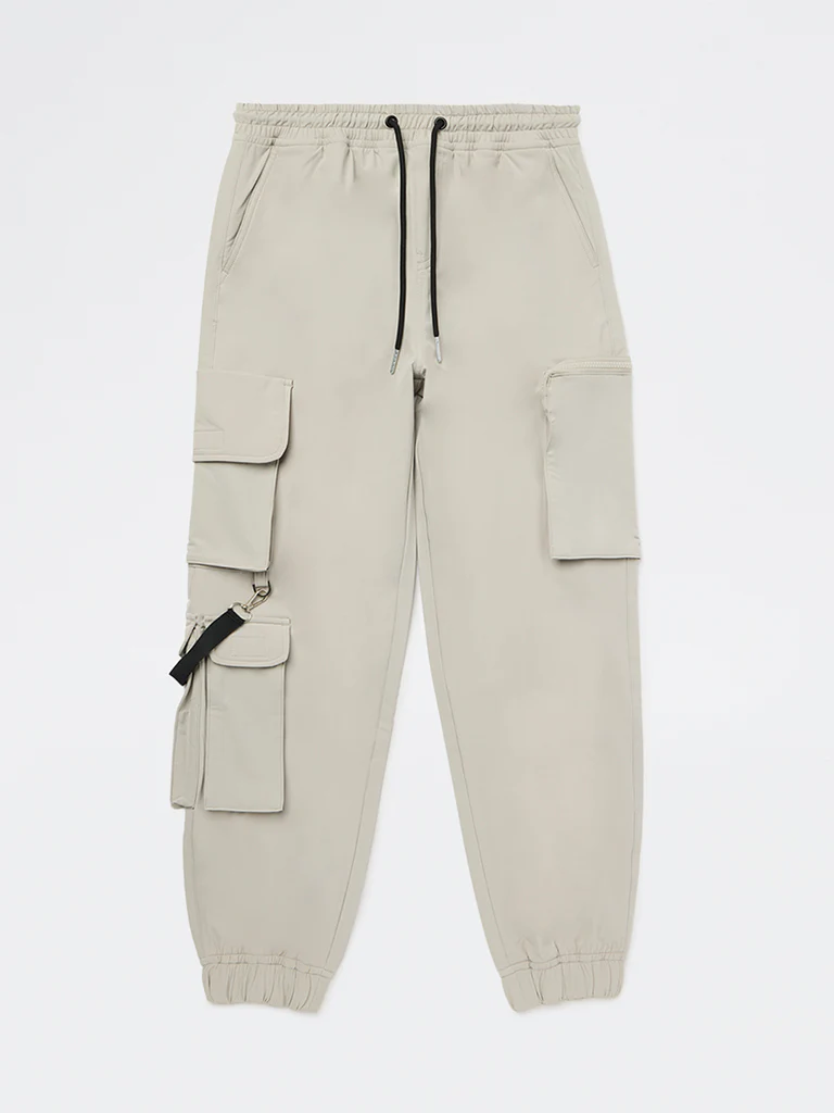 Y&F Kids Boys Beige Mid-Rise Cargo Pants