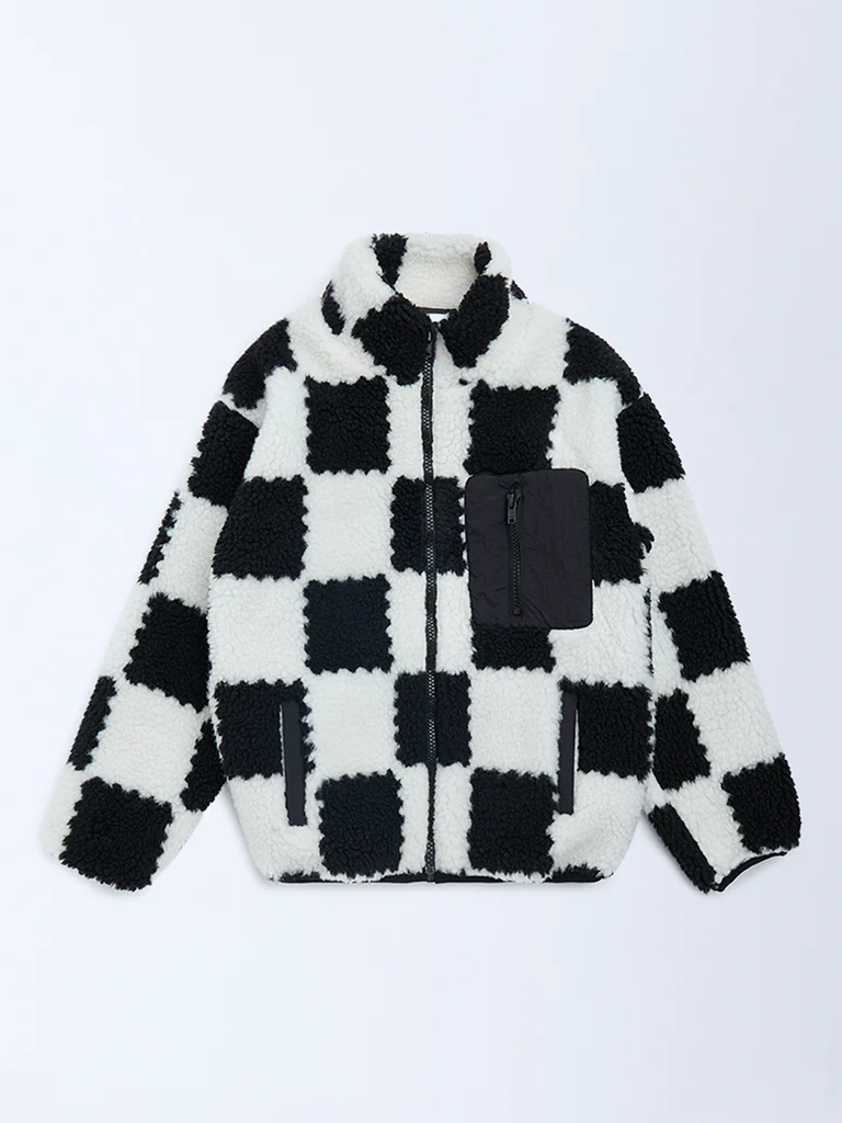 Y&F Kids Boys Black and White Fleece Jacket