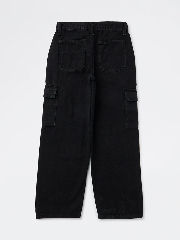 Y&F Kids Boys Black Cargo Jeans - Image 3