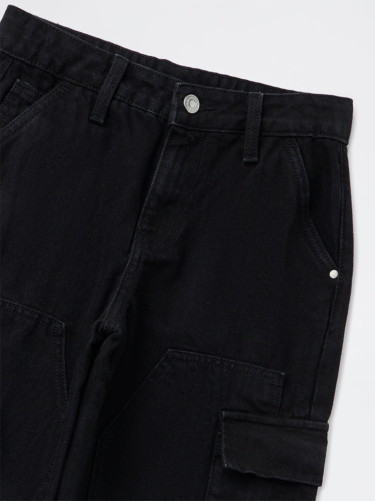 Y&F Kids Boys Black Cargo Jeans - Image 4