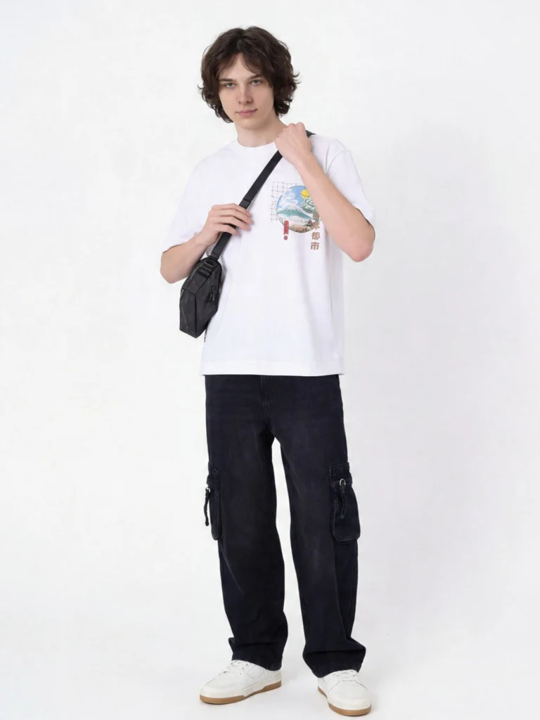 Y&F Kids Boys Black Cargo Straight Jeans