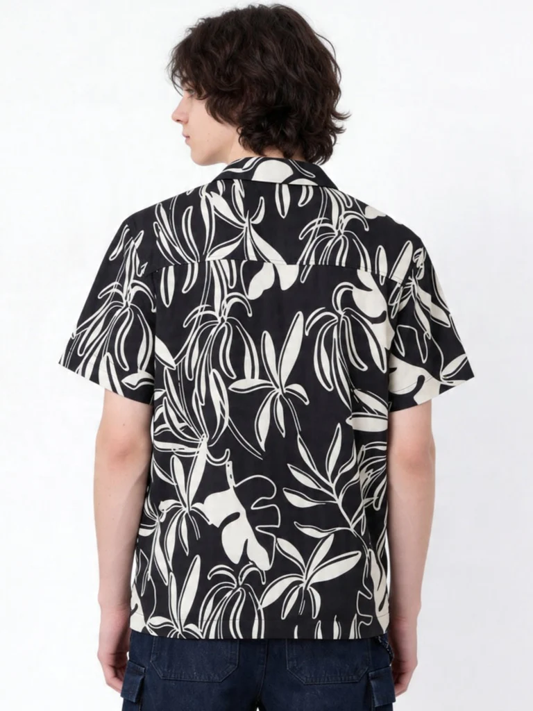 Y&F Kids Boys Black Leaf Pattern Shirt - Image 2