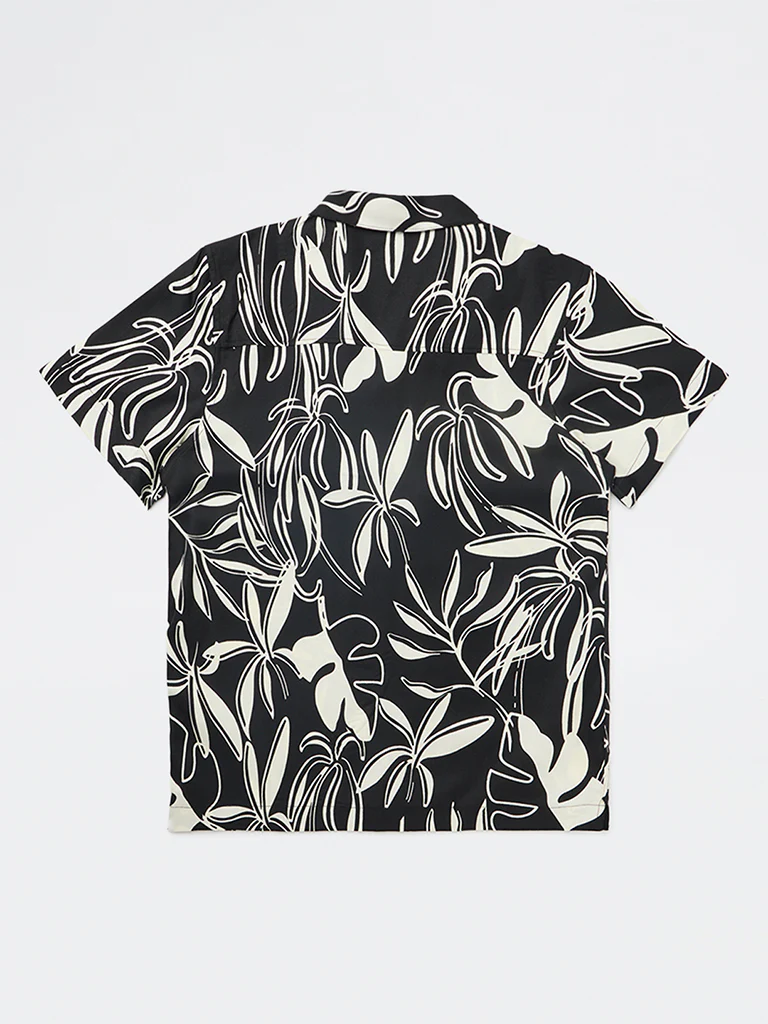 Y&F Kids Boys Black Leaf Pattern Shirt - Image 4