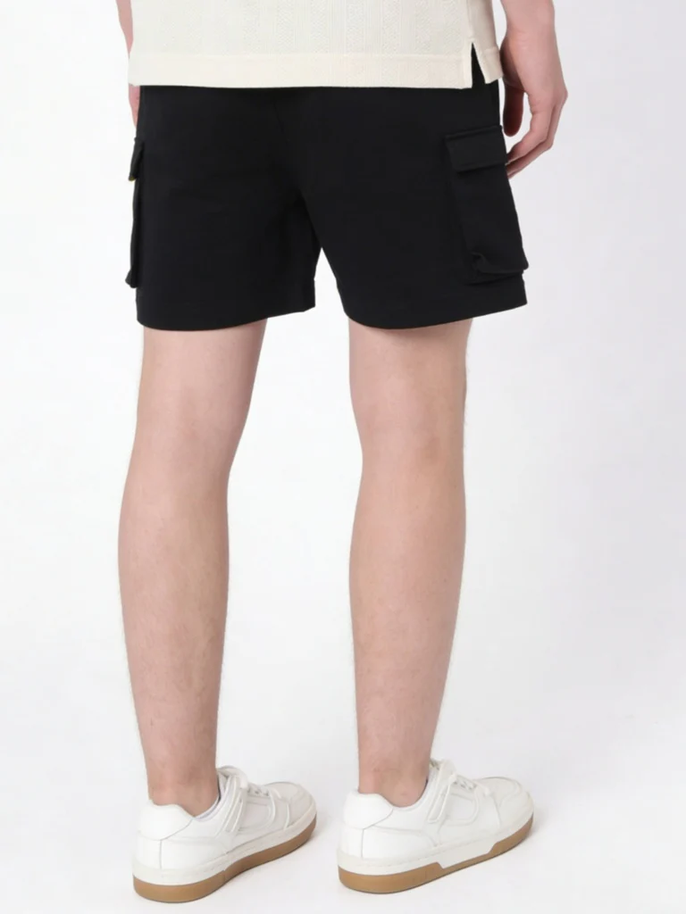 Y&F Kids Boys Black Mid-Rise Cotton-Blend Shorts - Image 3