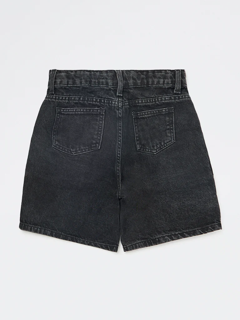 Y&F Kids Boys Black Mid-Rise Denim Cargo Shorts - Image 5